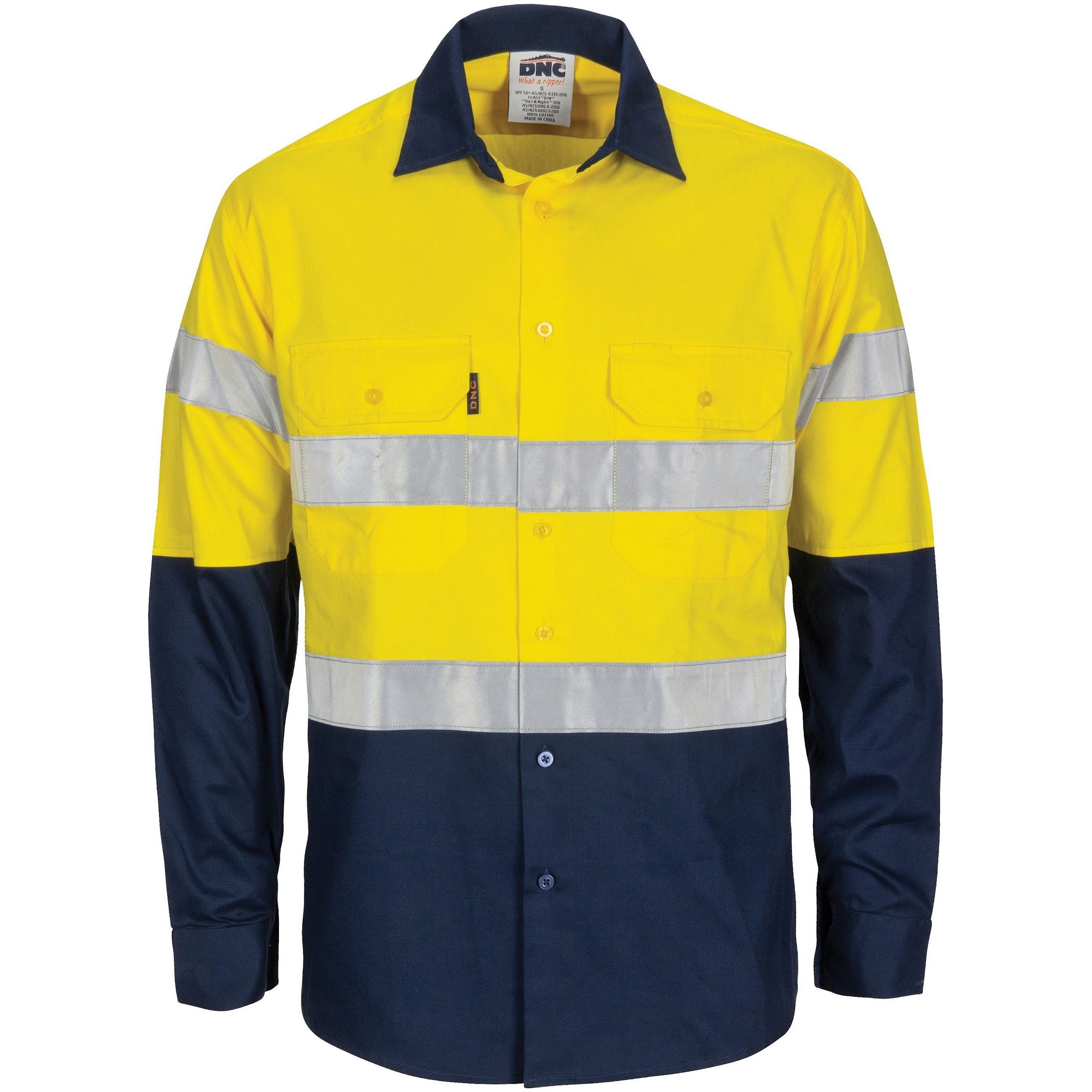 DNC Hi Vis R/W Cool-Breeze T2 Vertical Vented Cotton Shirt with Gusset Sleeves, Generic R/Tape - Long Sleeve (3782) Hi Vis Shirts With Tape DNC Workwear - Ace Workwear