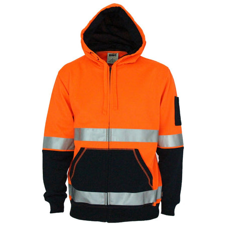 DNC Hivis Two Tone Full Zip Super Fleecy Hoodie with CSR R/Tape (3788) Hi Vis Hoodies DNC Workwear - Ace Workwear