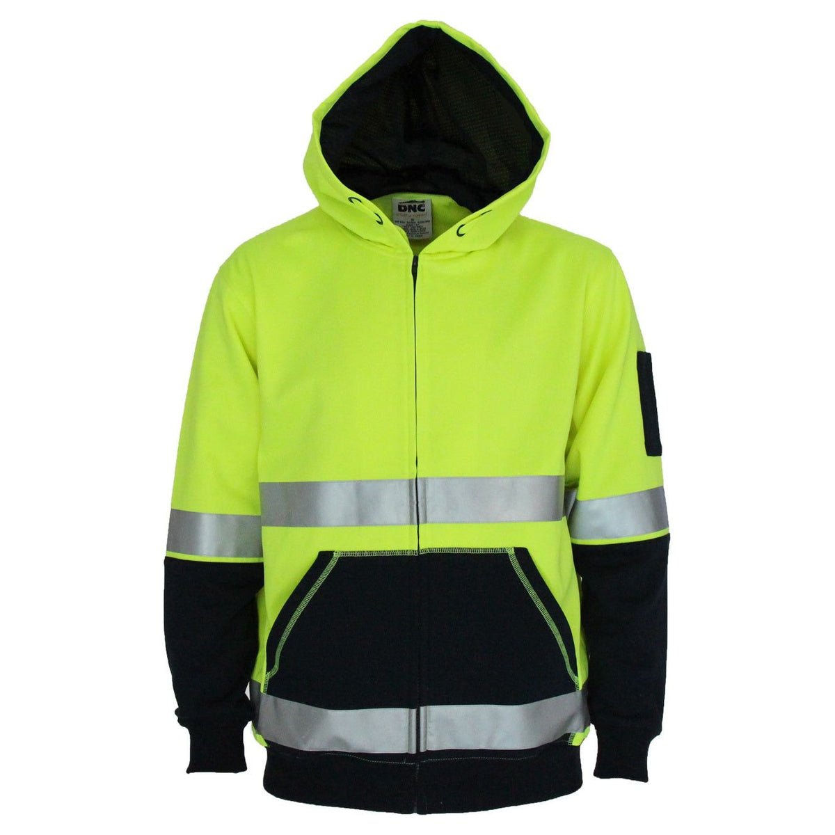 DNC Hivis Two Tone Full Zip Super Fleecy Hoodie with CSR R/Tape (3788) Hi Vis Hoodies DNC Workwear - Ace Workwear