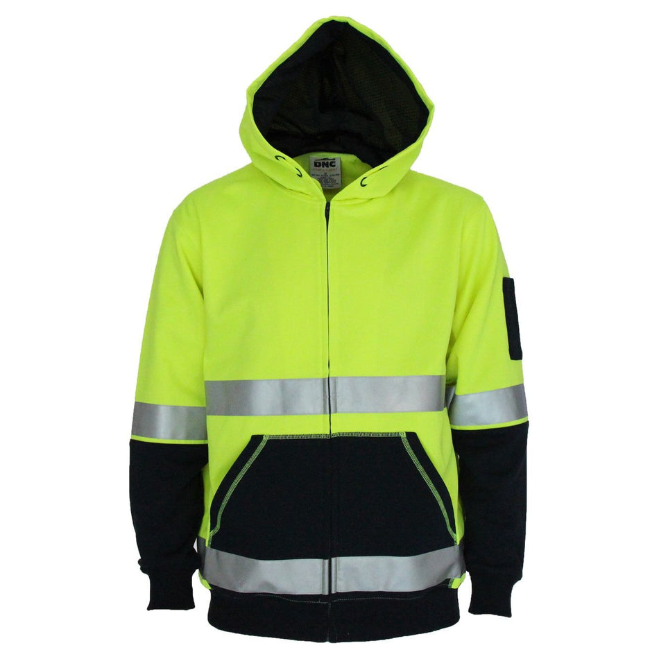 DNC Hivis Two Tone Full Zip Super Fleecy Hoodie with CSR R/Tape (3788) Hi Vis Hoodies DNC Workwear - Ace Workwear