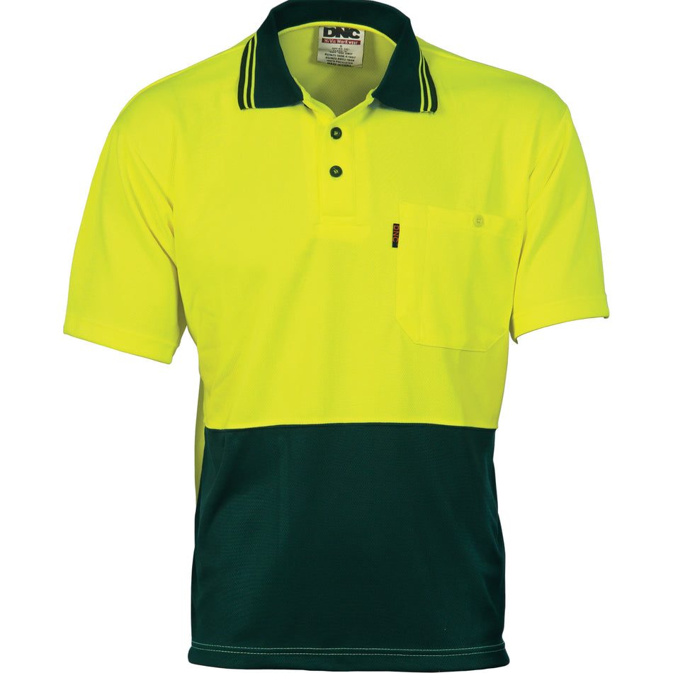 DNC Hi Vis Two Tone Cool Breathe Polo Shirt - Short Sleeve (3811) Hi Vis Plain Polo DNC Workwear - Ace Workwear