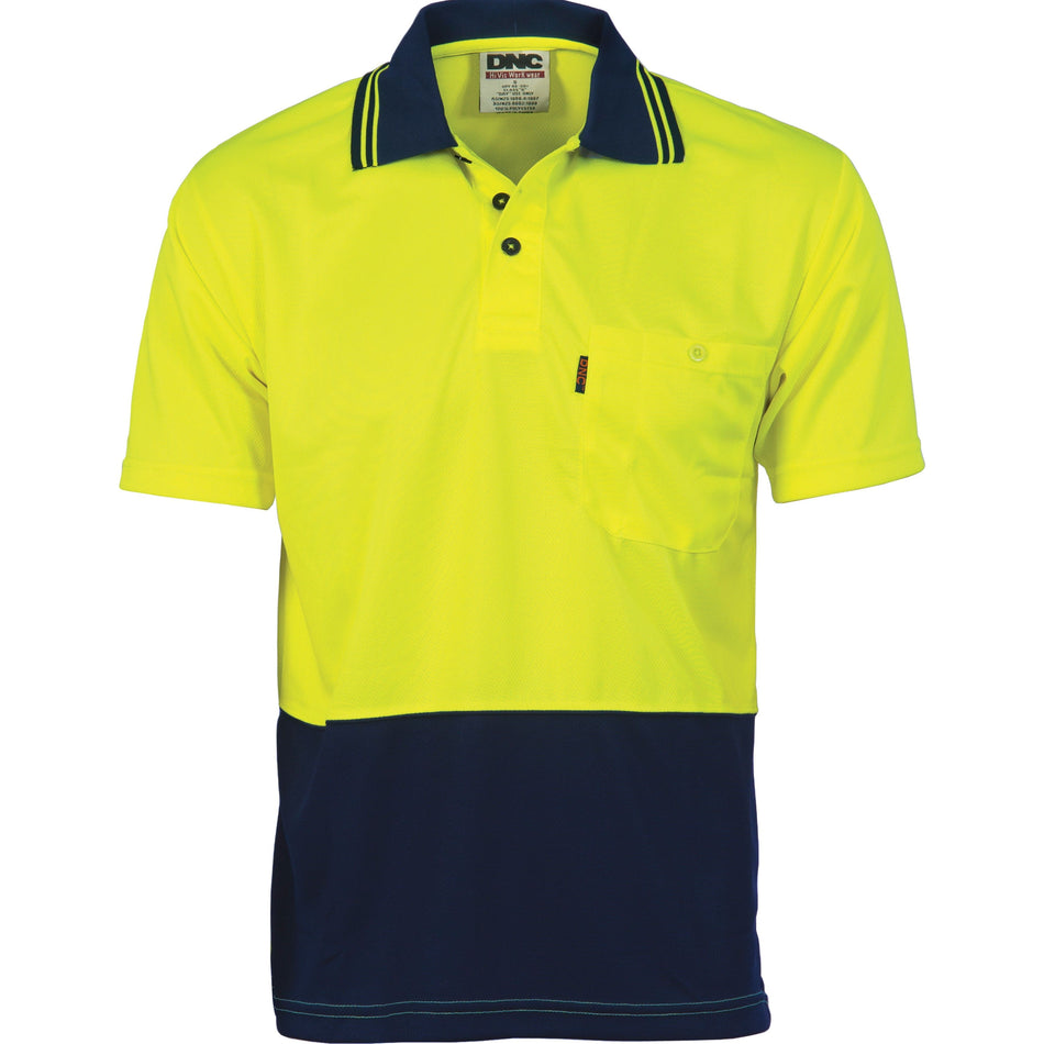 DNC Hi Vis Two Tone Cool Breathe Polo Shirt - Short Sleeve (3811) Hi Vis Plain Polo DNC Workwear - Ace Workwear