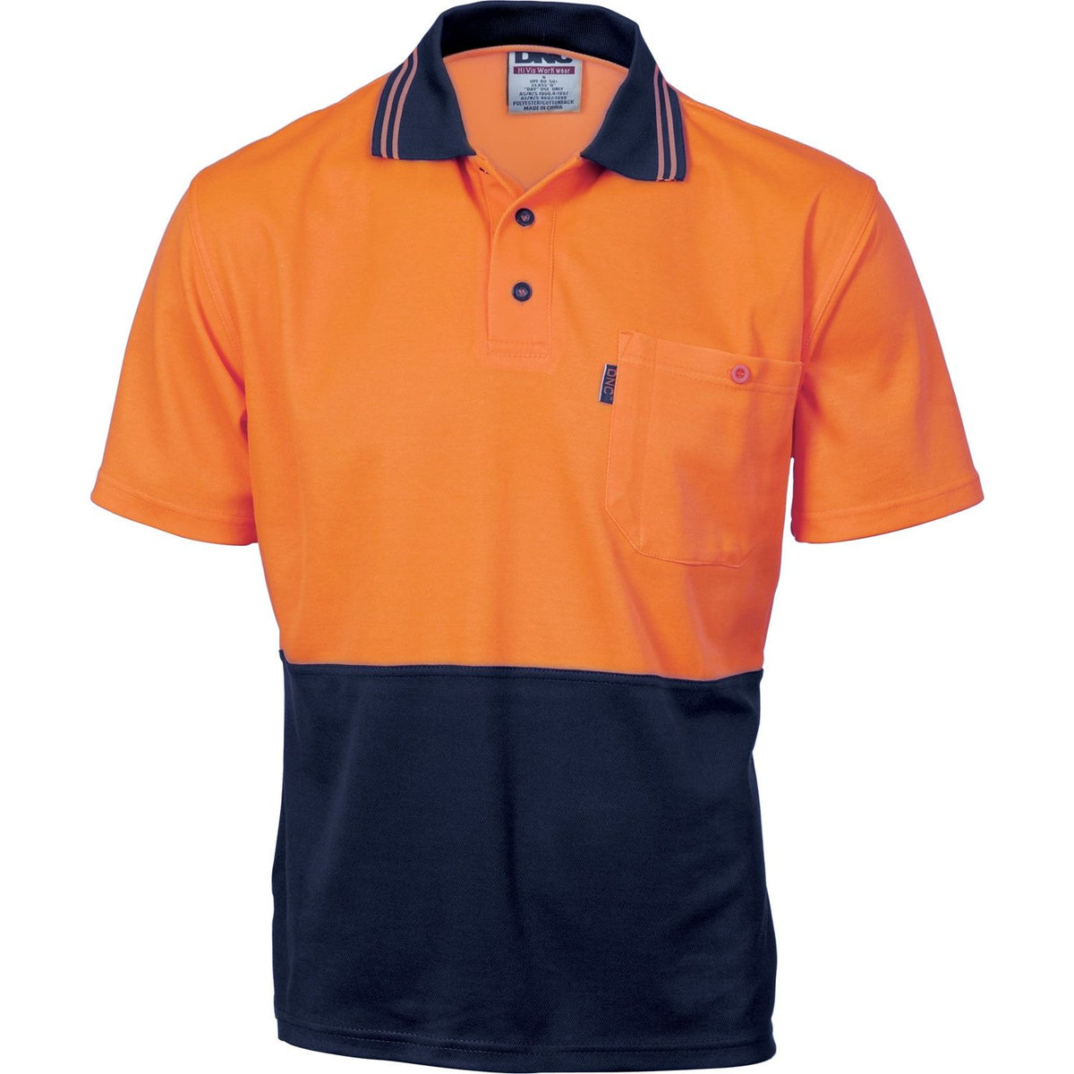 DNC Cotton Back Hi Vis Two Tone Fluoro Polo - Short Sleeve (3814) Hi Vis Plain Polo DNC Workwear - Ace Workwear