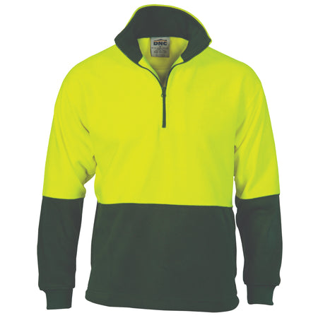 DNC Hi Vis Two Tone 1/2 Zip Polar Fleece (3825) Hi Vis Half Zip Jumpers DNC Workwear - Ace Workwear