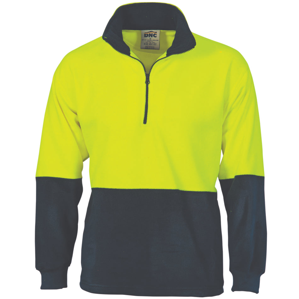 DNC Hi Vis Two Tone 1/2 Zip Polar Fleece (3825) Hi Vis Half Zip Jumpers DNC Workwear - Ace Workwear