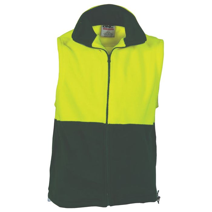 DNC Hi Vis Two Tone Full Zip Polar Fleece Vest (3828) Hi Vis Winter Vest DNC Workwear - Ace Workwear