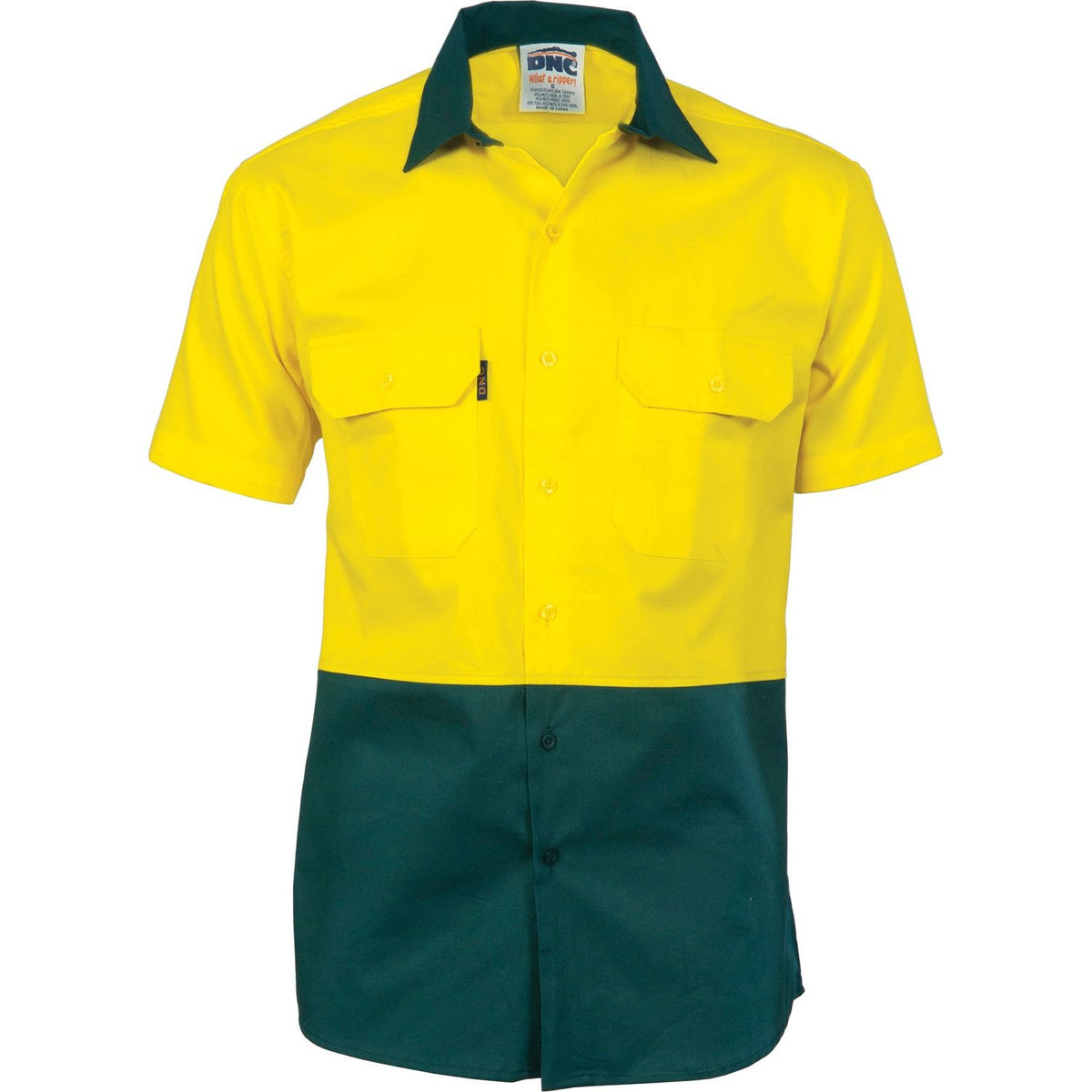 DNC Hi Vis Two Tone Cotton Drill Shirt - Short Sleeve (3831) Hi Vis Shirts DNC Workwear - Ace Workwear