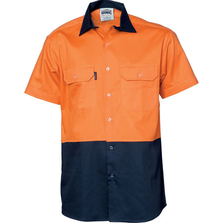 DNC Hi Vis Two Tone Cotton Drill Shirt - Short Sleeve (3831) Hi Vis Shirts DNC Workwear - Ace Workwear