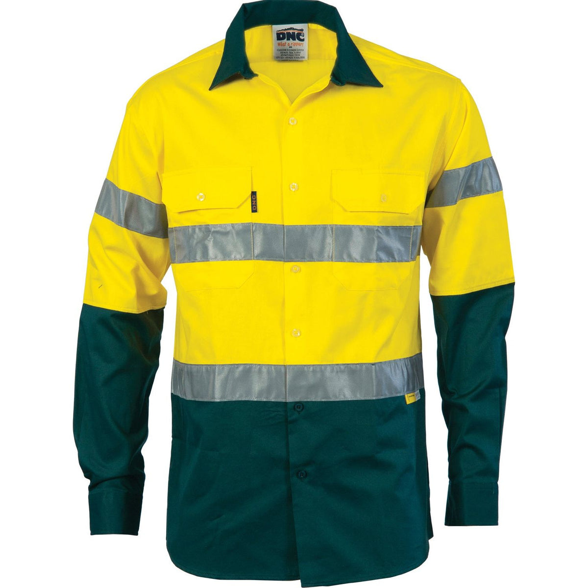 DNC Two Tone Drill Shirt with 3M 8906 R/Tape - Long Sleeve (3836) Hi Vis Shirts With Tape DNC Workwear - Ace Workwear