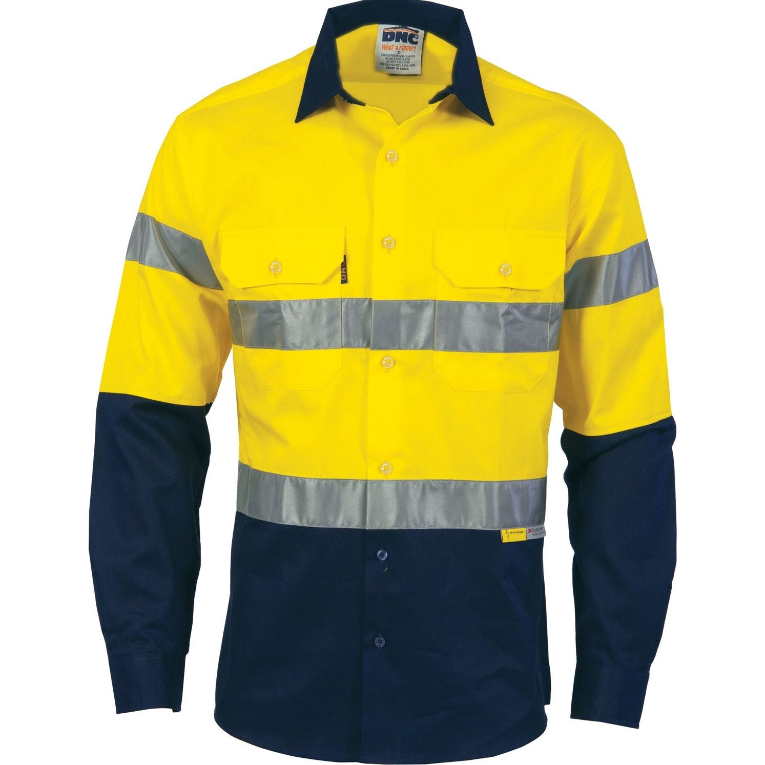 DNC Two Tone Drill Shirt with 3M 8906 R/Tape - Long Sleeve (3836) Hi Vis Shirts With Tape DNC Workwear - Ace Workwear