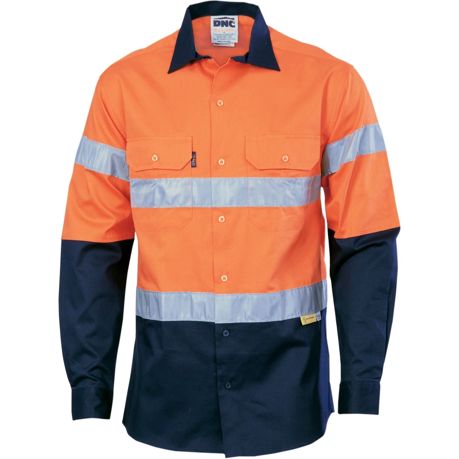 DNC Two Tone Drill Shirt with 3M 8906 R/Tape - Long Sleeve (3836) Hi Vis Shirts With Tape DNC Workwear - Ace Workwear