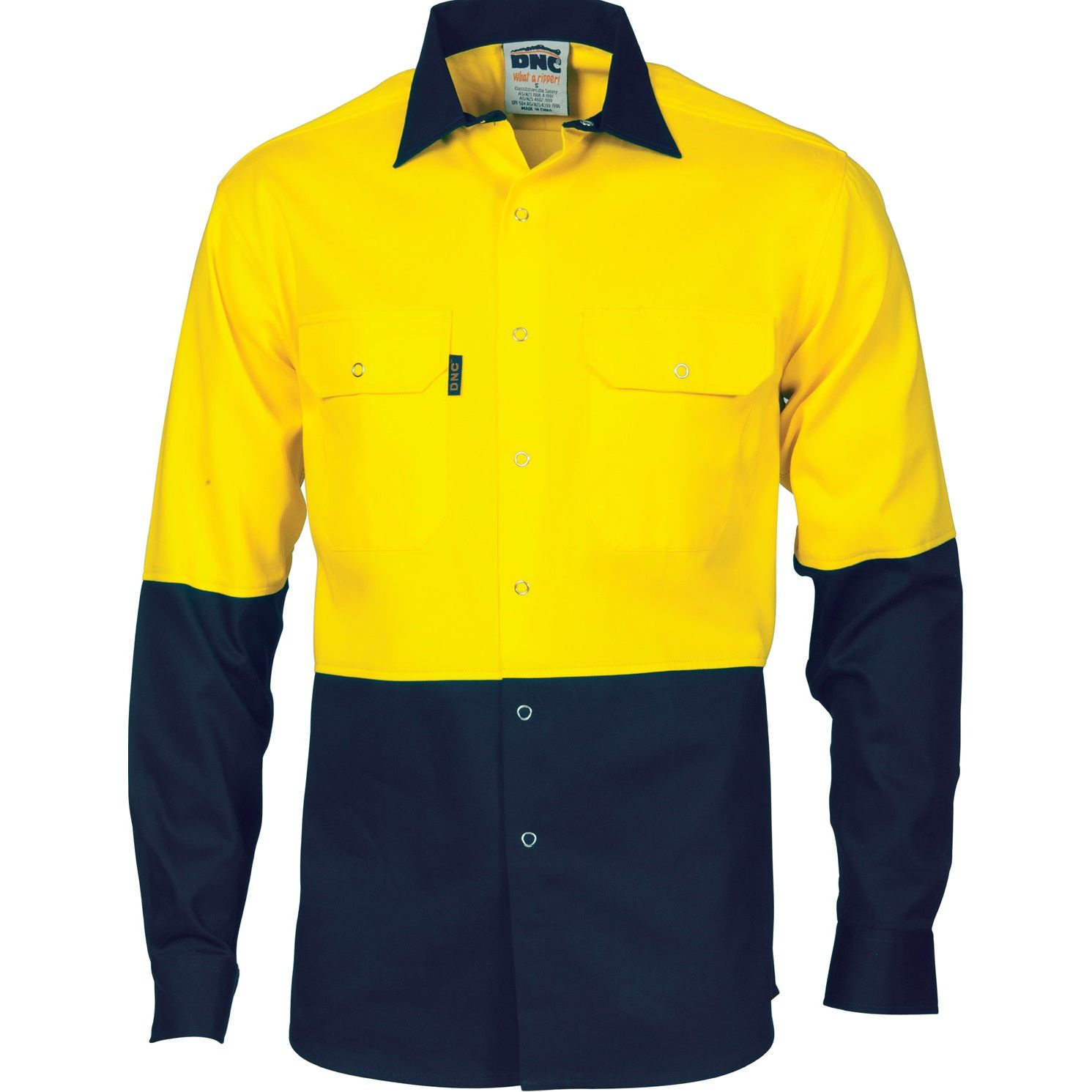 DNC Hi Vis Two Tone Drill Shirt with Press Studs (3838) Hi Vis Shirts DNC Workwear - Ace Workwear