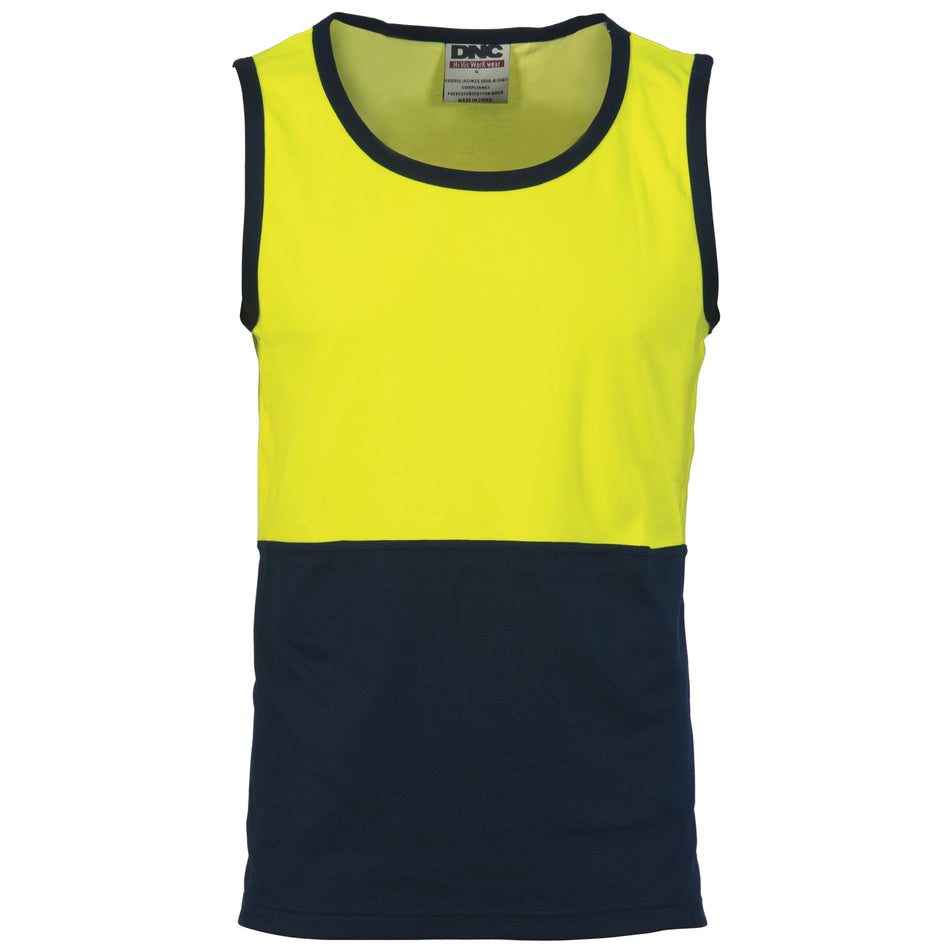 DNC Hi Vis Cotton Back Two Tone Singlet (3841) Hi Vis Tees & Singlet DNC Workwear - Ace Workwear