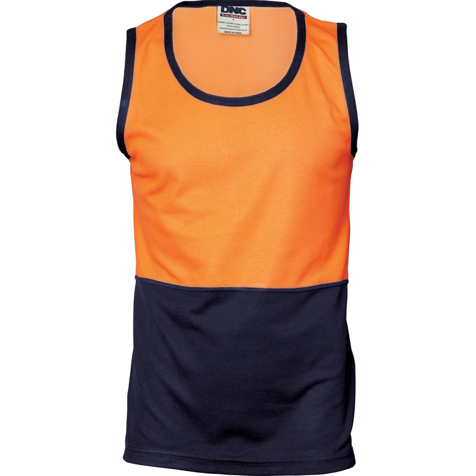 DNC Hi Vis Cotton Back Two Tone Singlet (3841) Hi Vis Tees & Singlet DNC Workwear - Ace Workwear