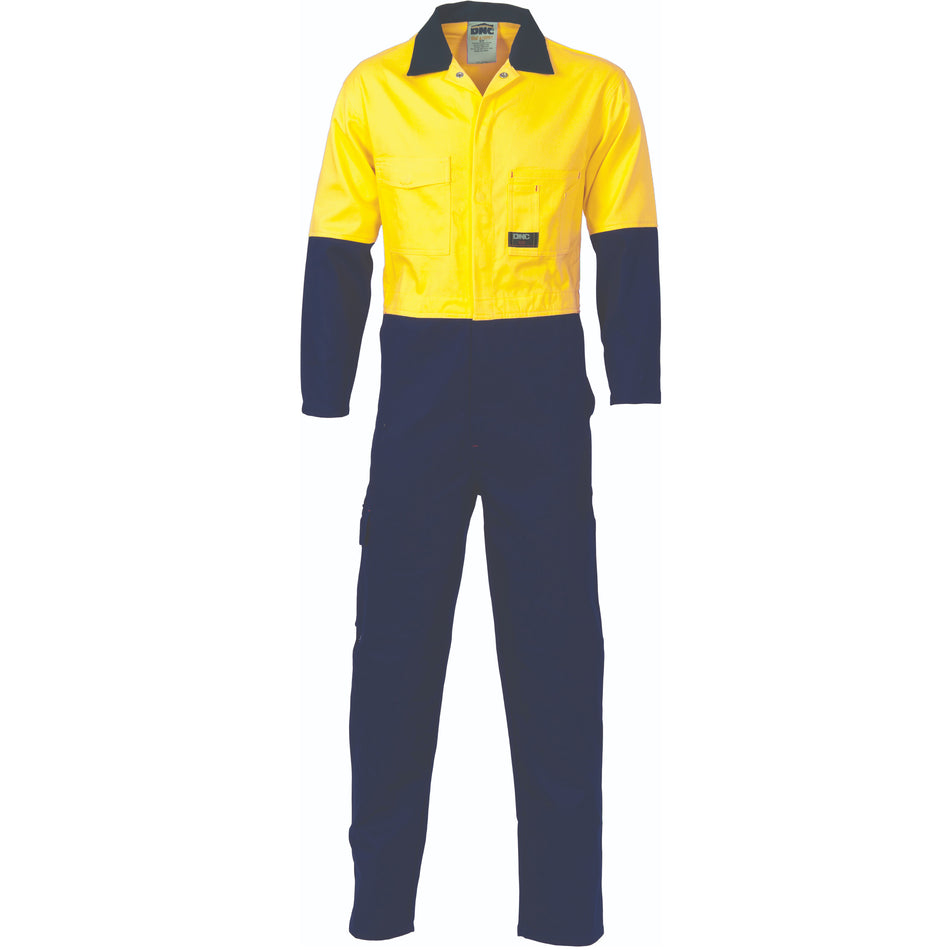 DNC Hi Vis Cotton Drill Coverall/Overall (3851) Hi Vis Coveralls (Overalls) DNC Workwear - Ace Workwear