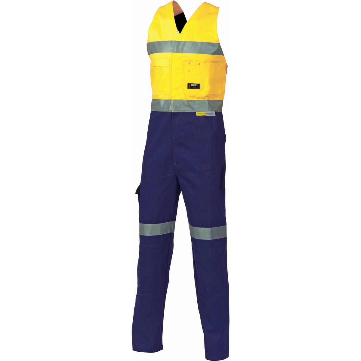 DNC Hi Vis Cotton Action Back Coverall/Overall with Reflective Tape (3857) Hi Vis Coveralls (Overalls) DNC Workwear - Ace Workwear