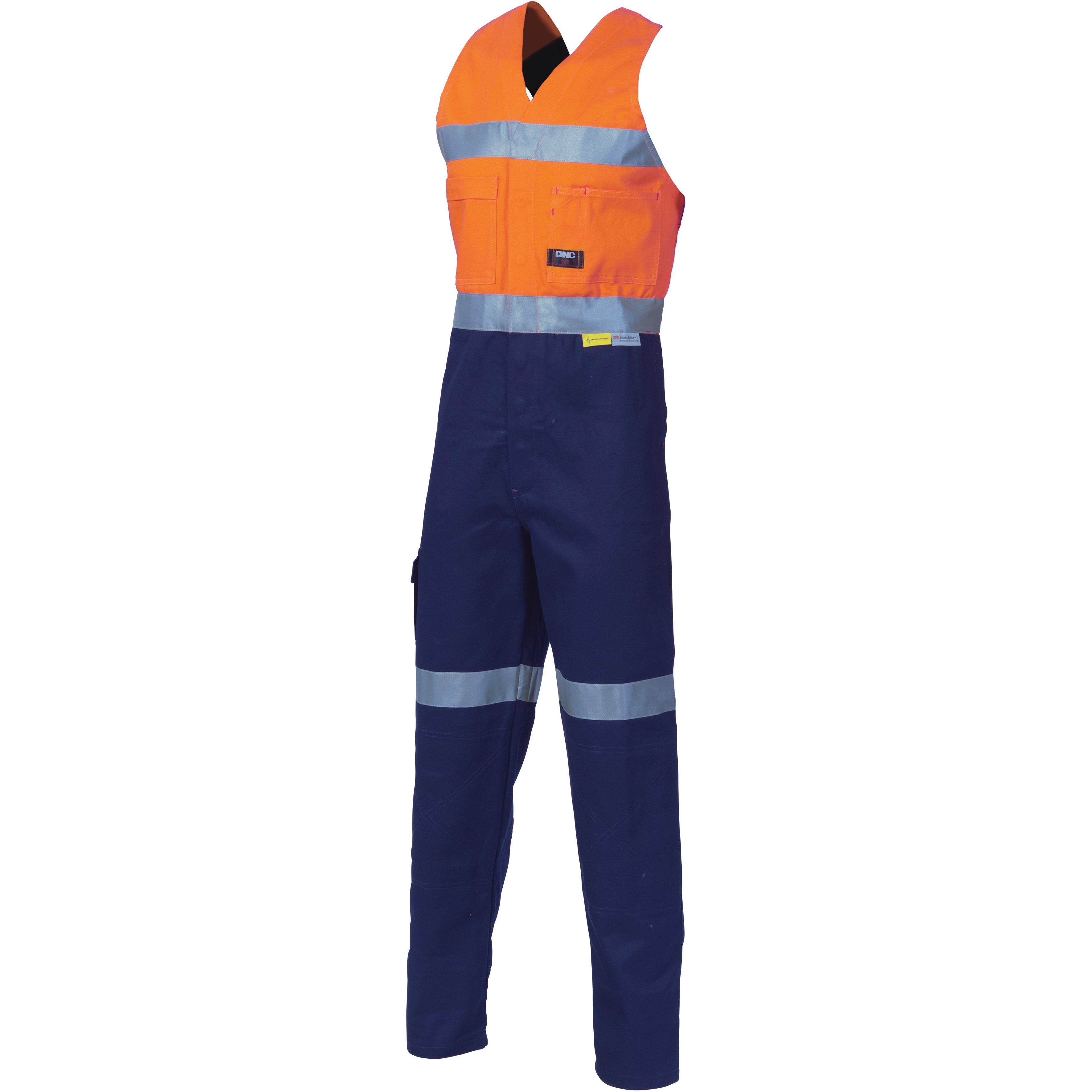 DNC Hi Vis Cotton Action Back Coverall/Overall with Reflective Tape (3857) Hi Vis Coveralls (Overalls) DNC Workwear - Ace Workwear