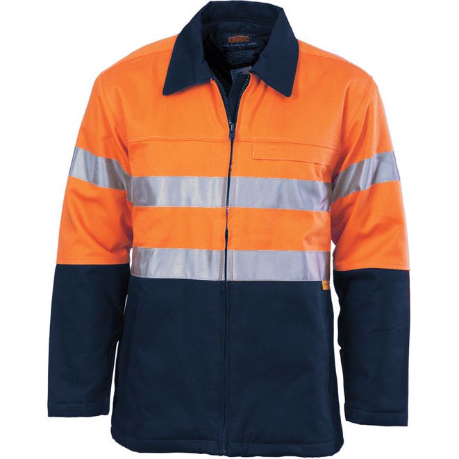 DNC Hi Vis Cotton Drill Jacket with 3M Reflective Tape (3858) Hi Vis Cotton & Bluey Jackets DNC Workwear - Ace Workwear