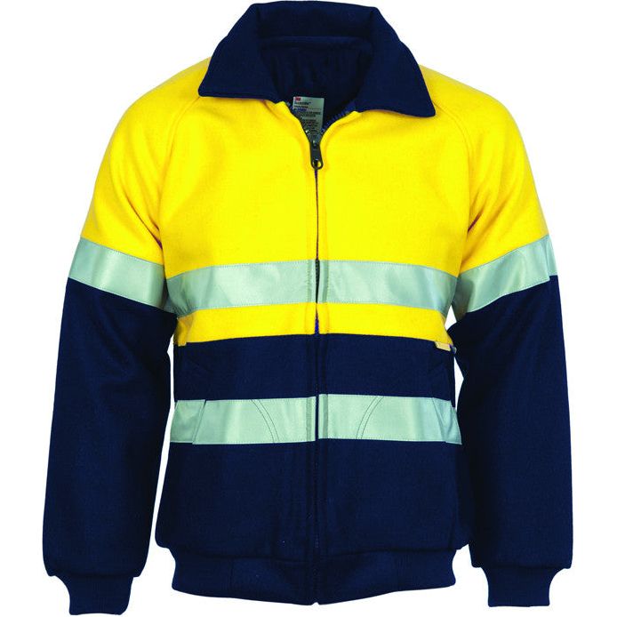 DNC Hi Vis Two Tone Bluey Bomber Jacket with CSR Reflective Tape (3859) Hi Vis Cotton & Bluey Jackets DNC Workwear - Ace Workwear