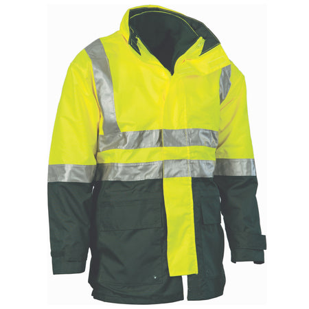 DNC Hi Vis Two Tone 4 in 1 Breathable Jacket with Vest and 3M Reflective Tape (3864) Hi Vis Cold & Wet Wear Jackets & Pants DNC Workwear - Ace Workwear