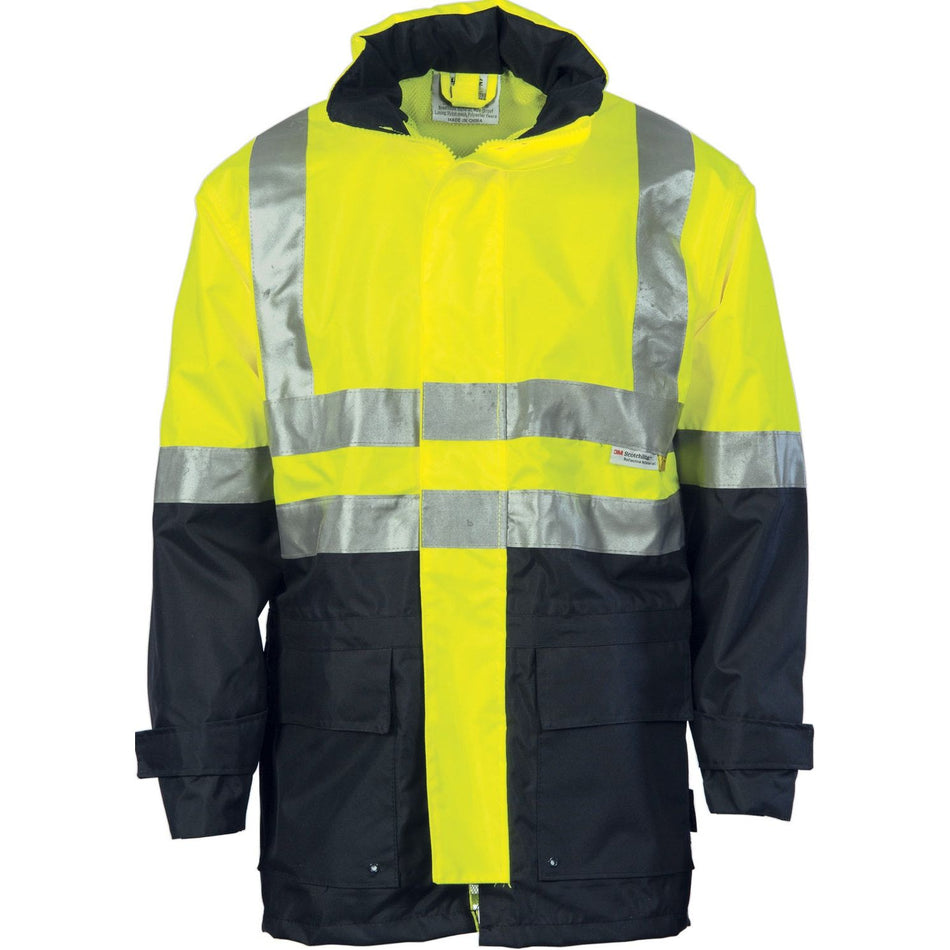 DNC HiVis Two Tone Breathable Rain Jacket with 3M R/ Tape (3867) Hi Vis Cold & Wet Wear Jackets & Pants DNC Workwear - Ace Workwear