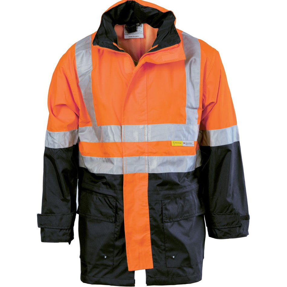 DNC HiVis Two Tone Breathable Rain Jacket with 3M R/ Tape (3867) Hi Vis Cold & Wet Wear Jackets & Pants DNC Workwear - Ace Workwear