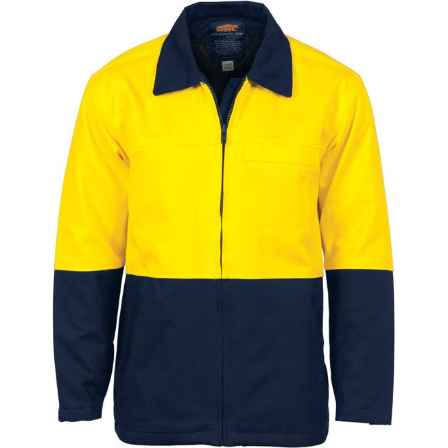 DNC Hi Vis Cotton Drill Jacket (3868) Hi Vis Cotton & Bluey Jackets DNC Workwear - Ace Workwear