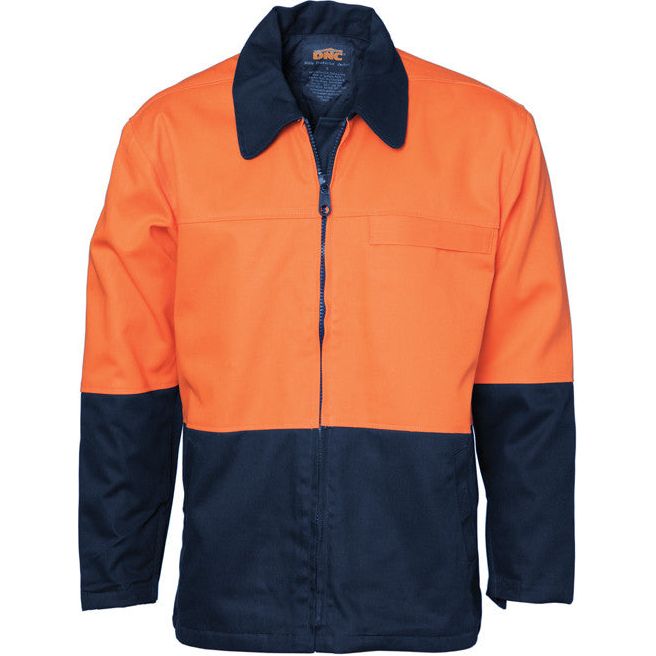 DNC Hi Vis Cotton Drill Jacket (3868) Hi Vis Cotton & Bluey Jackets DNC Workwear - Ace Workwear