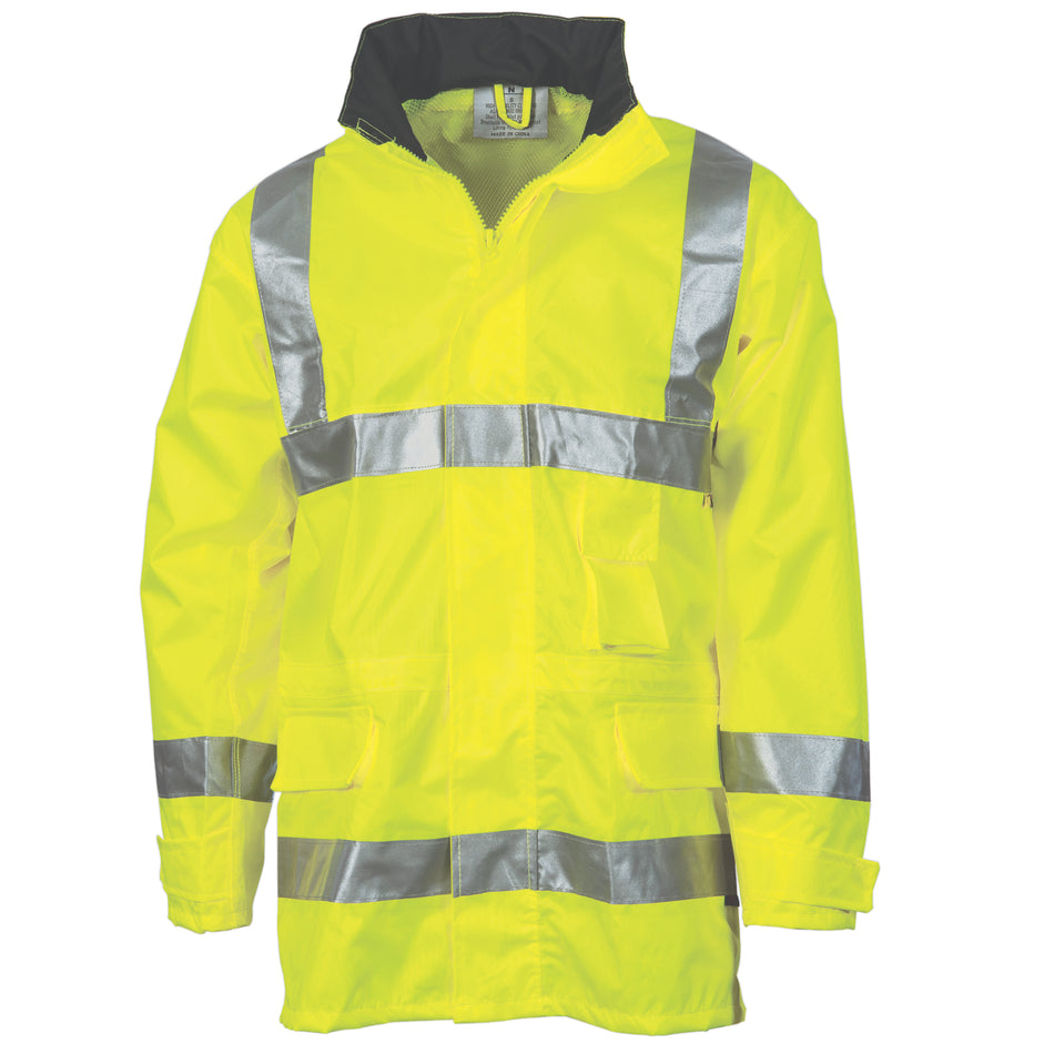 DNC Hi Vis Day & Night Breathable Rain Jacket with 3M Reflective Tape (3871) Hi Vis Cold & Wet Wear Jackets & Pants DNC Workwear - Ace Workwear