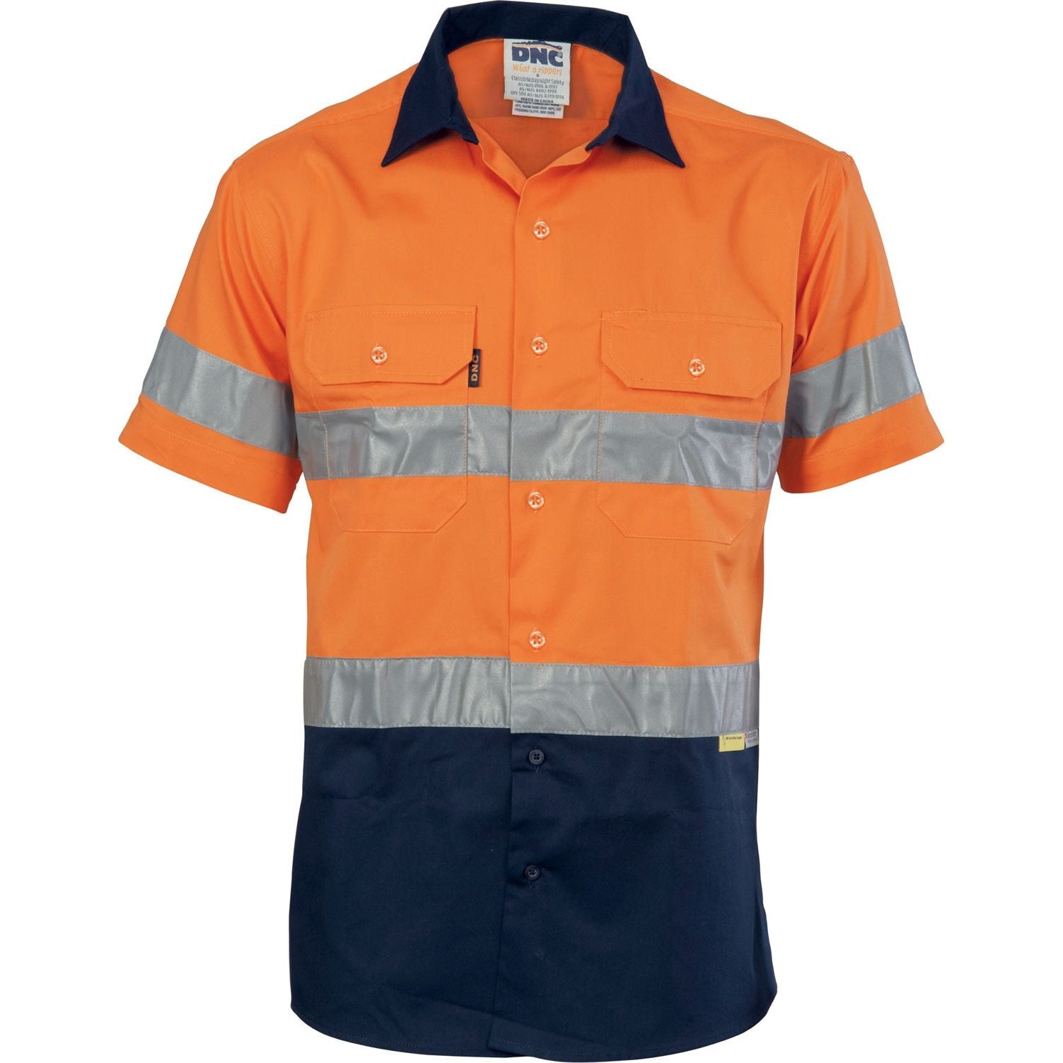 DNC Hi Vis Cool-Breeze Cotton Shirt with 3M 8910 R/Tape - Short Sleeve (3887) Hi Vis Shirts With Tape DNC Workwear - Ace Workwear