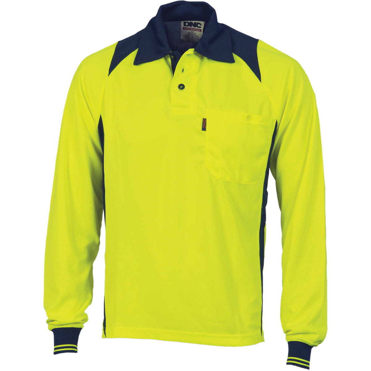 DNC Cool Breathe Action Polo Shirt - Long Sleeve (3894) Hi Vis Polo With Designs DNC Workwear - Ace Workwear