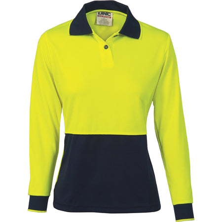 DNC Ladies HiVis Two Tone Polo - Long Sleeve (3898) Hi Vis Plain Polo DNC Workwear - Ace Workwear