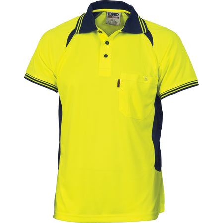 DNC Cool-Breeze Contrast Mesh Polo - Short Sleeve (3901) Hi Vis Polo With Designs DNC Workwear - Ace Workwear