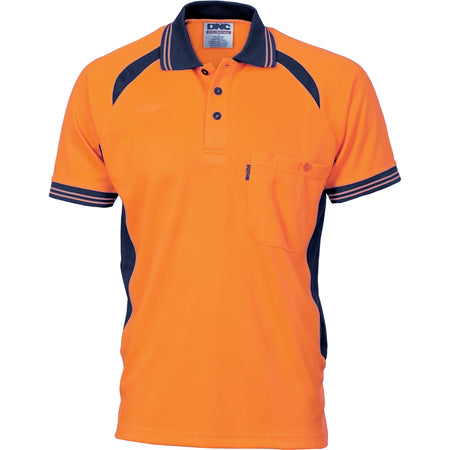 DNC Cool-Breeze Contrast Mesh Polo - Short Sleeve (3901) Hi Vis Polo With Designs DNC Workwear - Ace Workwear