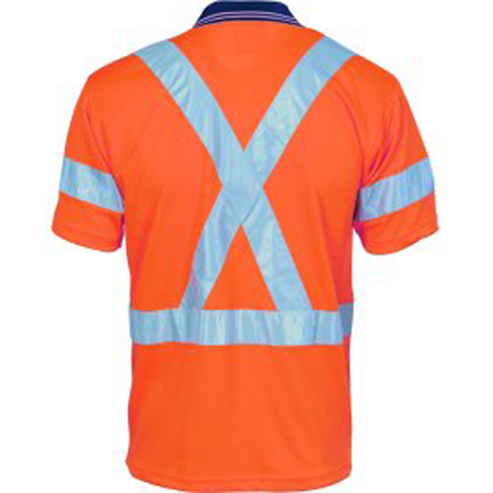 DNC Hi vis D/N Cool Breathe Polo Shirt With Cross Back R/Tape Short Sleeve (3912) Hi Vis Polo With Tape DNC Workwear - Ace Workwear