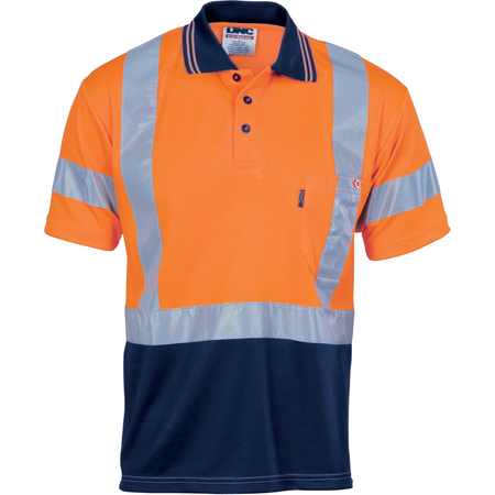 DNC Hi vis D/N Cool Breathe Polo Shirt With Cross Back R/Tape Short Sleeve (3912) Hi Vis Polo With Tape DNC Workwear - Ace Workwear