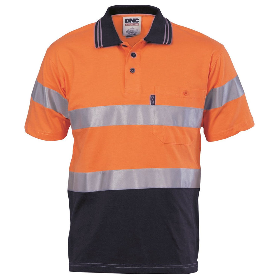 DNC Cool-Breeze Cotton Jersey Polo With CSR R/Tape - Short Sleeve (3915) Hi Vis Polo With Tape DNC Workwear - Ace Workwear