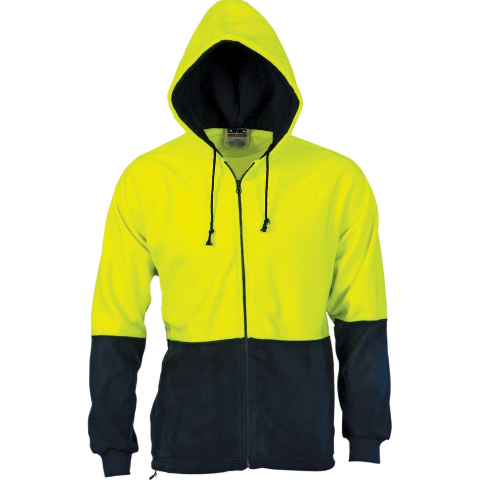 DNC HiVis Two Tone Full Zip Polar Fleece Hoodie (3927) Hi Vis Hoodies DNC Workwear - Ace Workwear