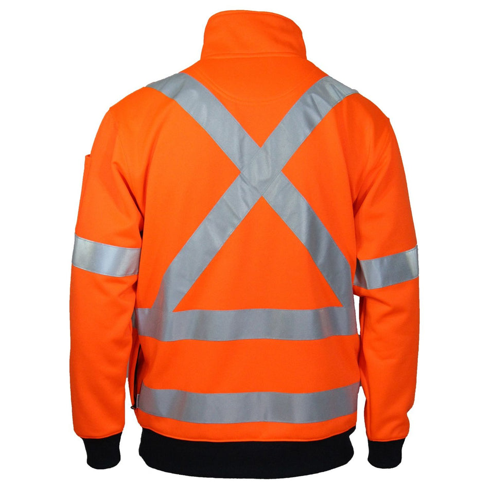 DNC Hi-vis 1/2 Zip X Back Fleecy Jumper (3933) Hi Vis Half Zip Jumpers DNC Workwear - Ace Workwear