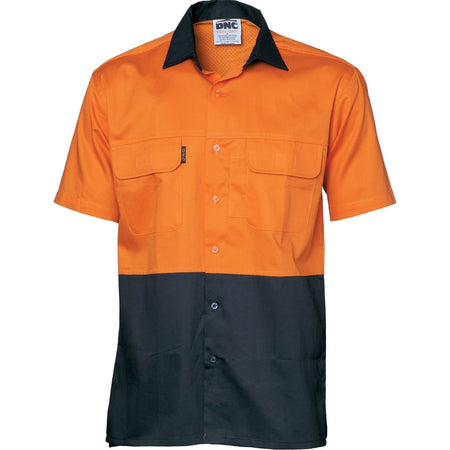 DNC Hi Vis 3 Way Cool-Breeze Cotton Shirt - Short Sleeve (3937) Hi Vis Shirts DNC Workwear - Ace Workwear