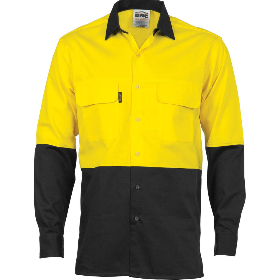 DNC Hi Vis 3 Way Cool-Breeze Cotton Shirt - Long Sleeve (3938) Hi Vis Shirts DNC Workwear - Ace Workwear