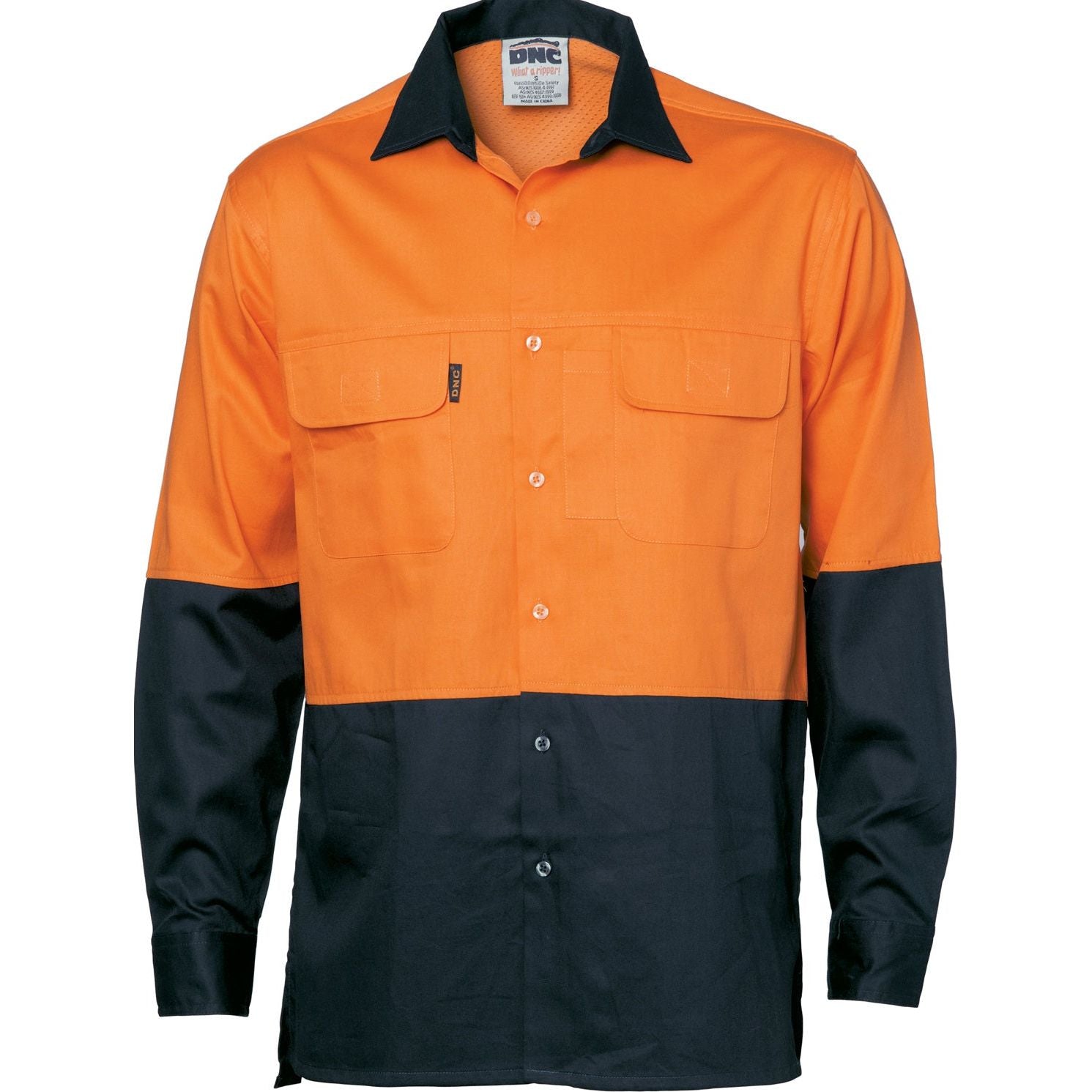 DNC Hi Vis 3 Way Cool-Breeze Cotton Shirt - Long Sleeve (3938) Hi Vis Shirts DNC Workwear - Ace Workwear