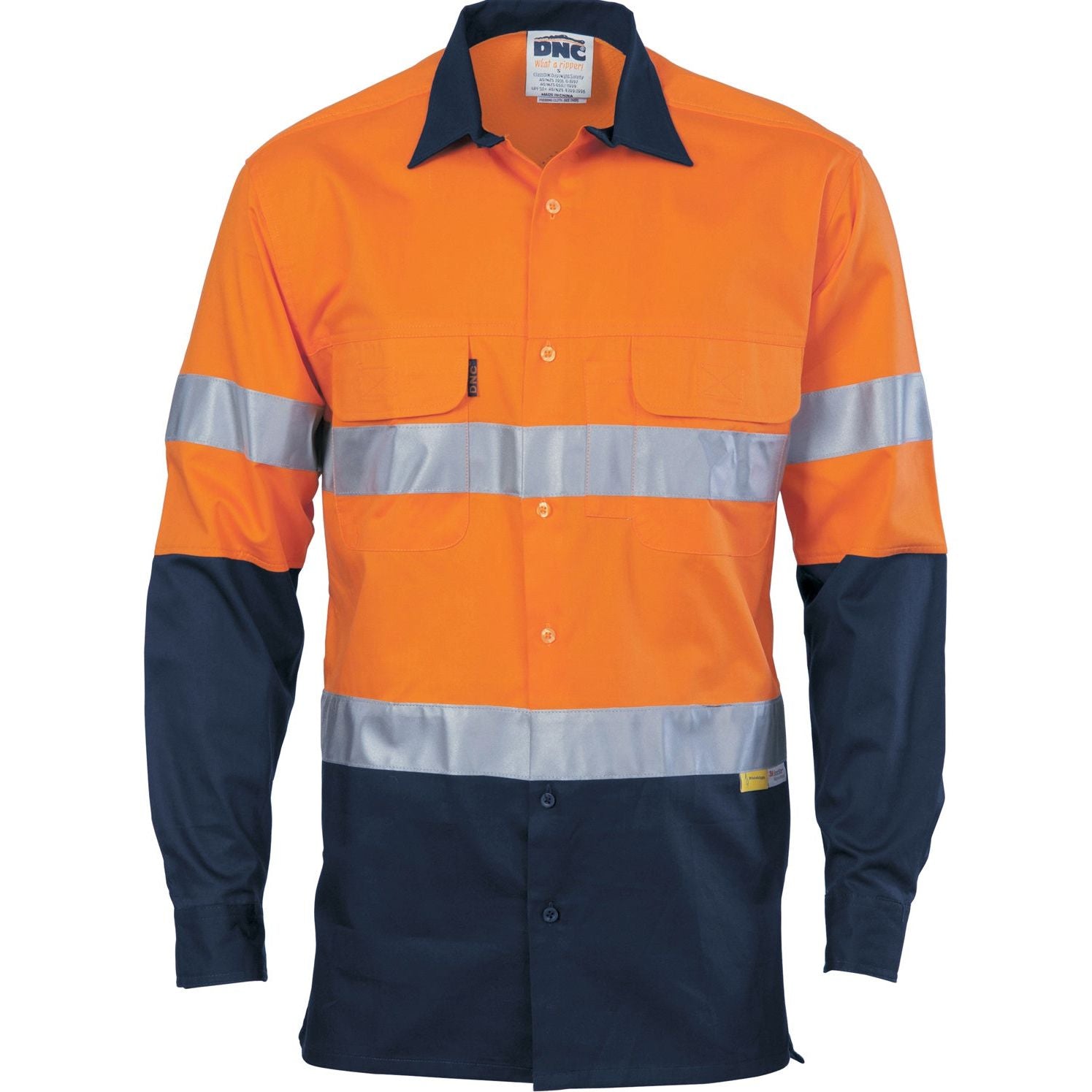 DNC 3 Way Cool-Breeze Cotton Shirt with CSR/Tape - Long Sleeve (3948) Hi Vis Shirts With Tape DNC Workwear - Ace Workwear