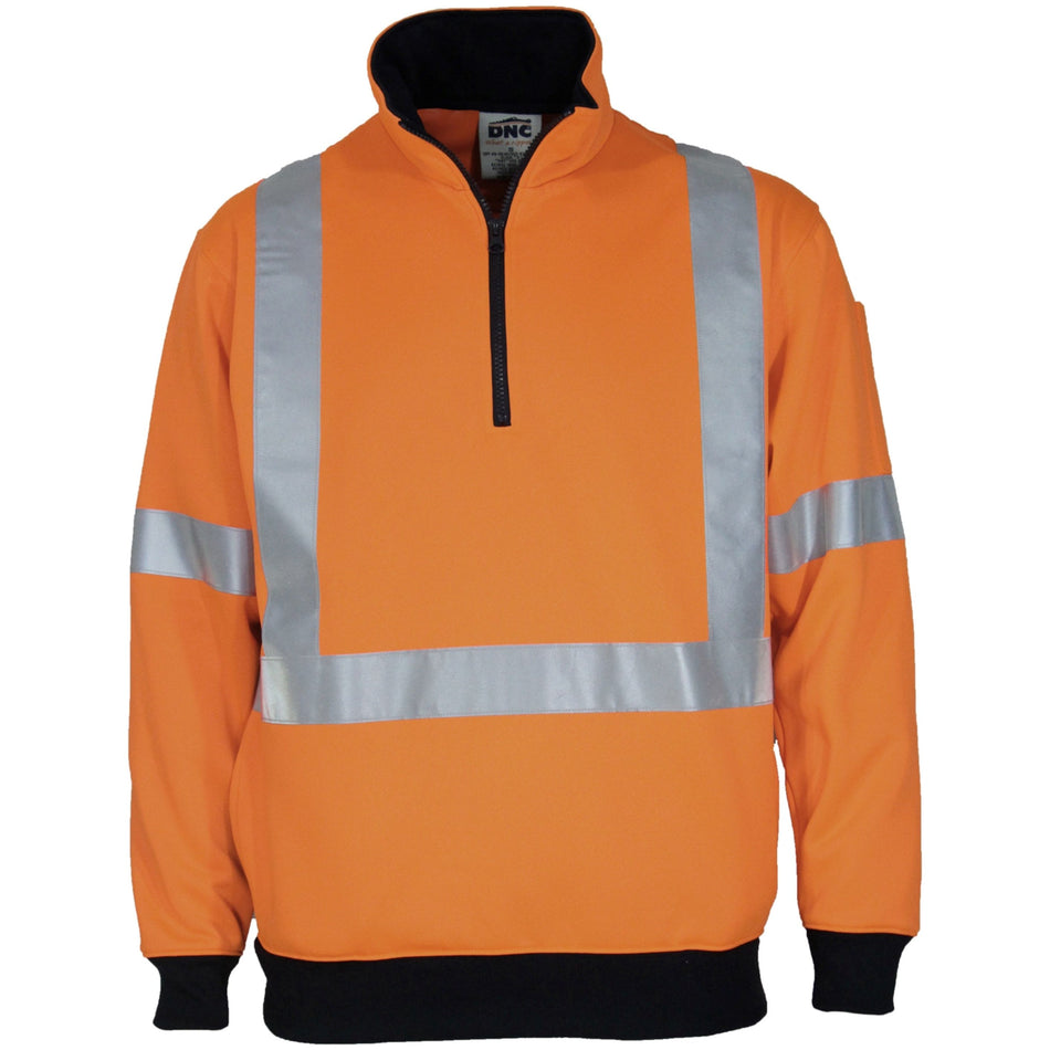 DNC Hi Vis X Back 1/2 Zip Cotton Jumper (3952)