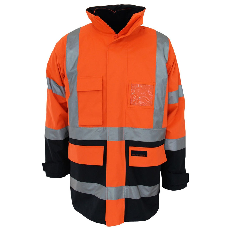 DNC HiVis "H" Pattern Two Tone Biomotion Tape "6 in 1" Jacket (3964) Hi Vis Cold & Wet Wear Jackets & Pants DNC Workwear - Ace Workwear