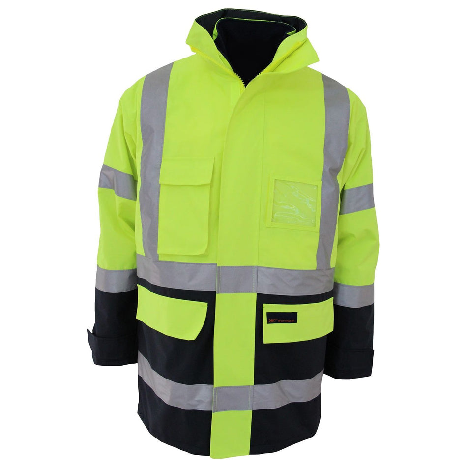 DNC HiVis "H" Pattern Two Tone Biomotion Tape "6 in 1" Jacket (3964) Hi Vis Cold & Wet Wear Jackets & Pants DNC Workwear - Ace Workwear