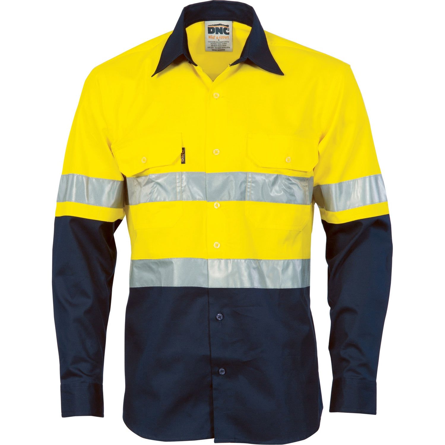 DNC Hi Vis Cool-Breeze Vertical Vented Cotton Shirt with Generic R/Tape - Long Sleeve (3984) Hi Vis Shirts With Tape DNC Workwear - Ace Workwear