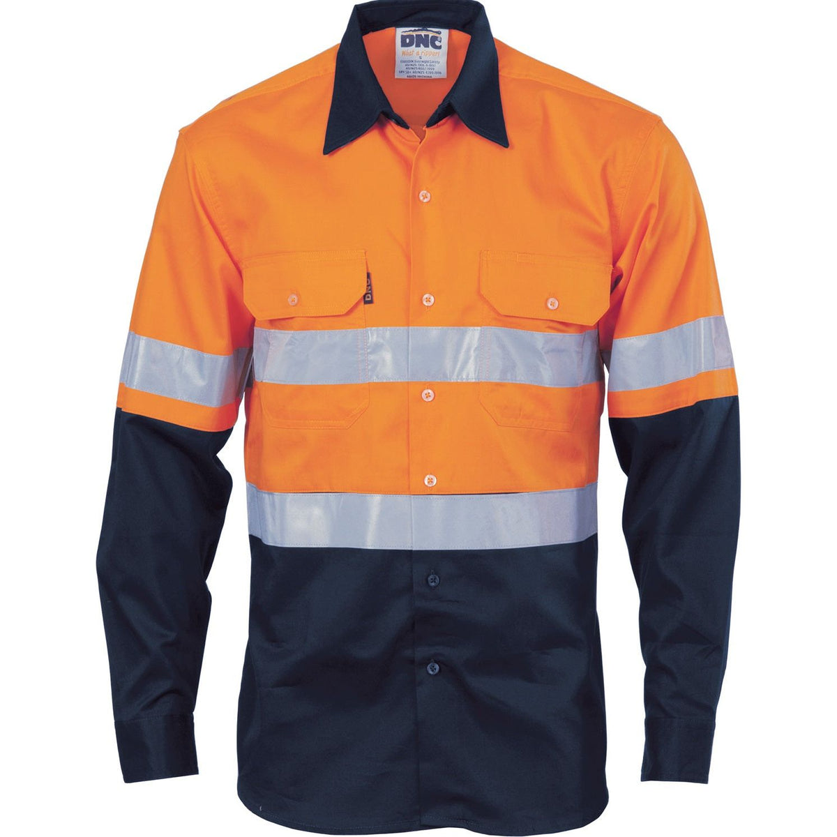 DNC Hi Vis Cool-Breeze Vertical Vented Cotton Shirt with Generic R/Tape - Long Sleeve (3984) Hi Vis Shirts With Tape DNC Workwear - Ace Workwear