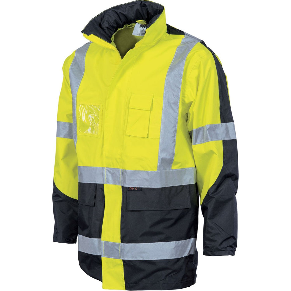 DNC HiVis Cross Back 2 Tone D/N “2 in 1” Contrast Jacket (3993) Hi Vis Cold & Wet Wear Jackets & Pants DNC Workwear - Ace Workwear