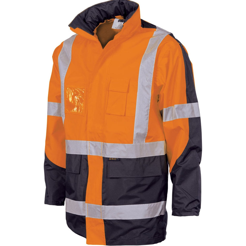 DNC HiVis Cross Back 2 Tone D/N “2 in 1” Contrast Jacket (3993) Hi Vis Cold & Wet Wear Jackets & Pants DNC Workwear - Ace Workwear